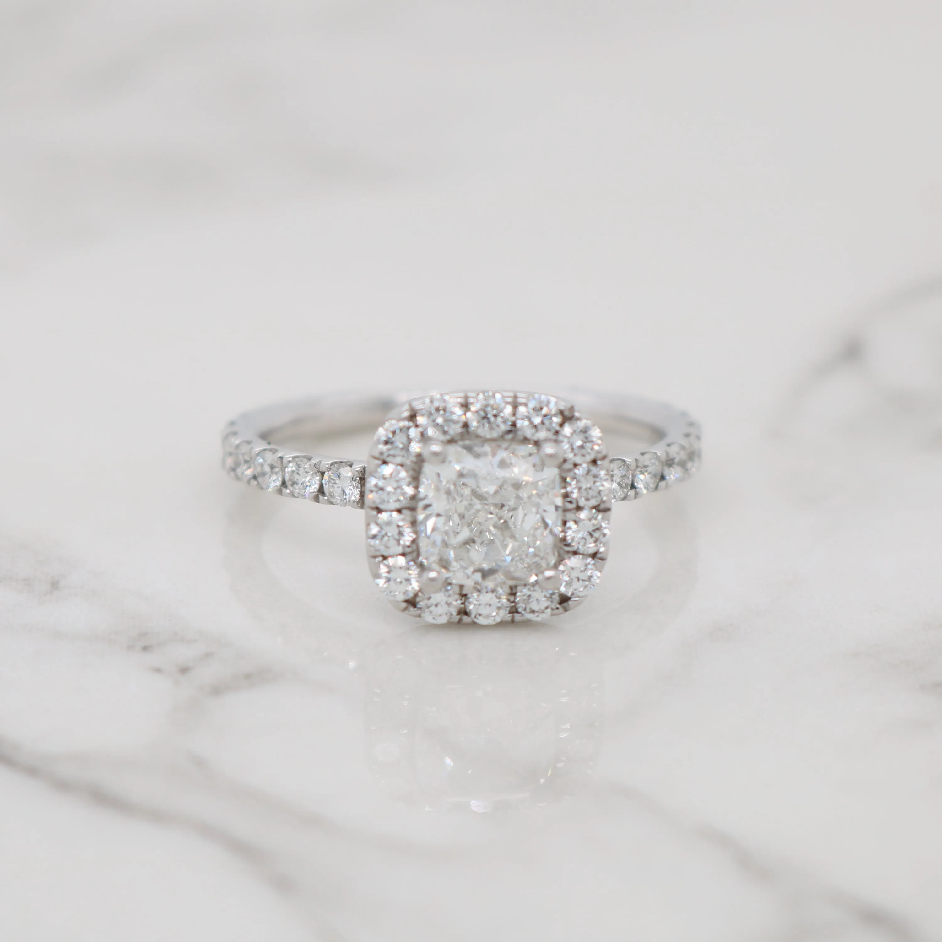 1ct Cushion Halo Engagement Ring