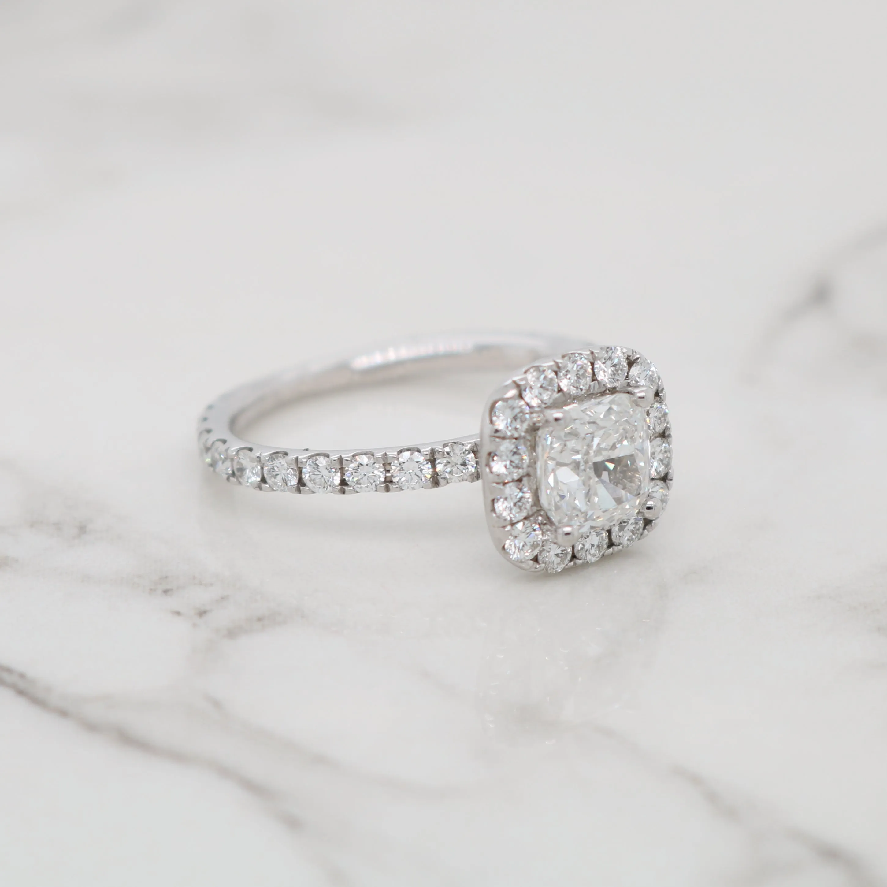 1ct Cushion Halo Engagement Ring