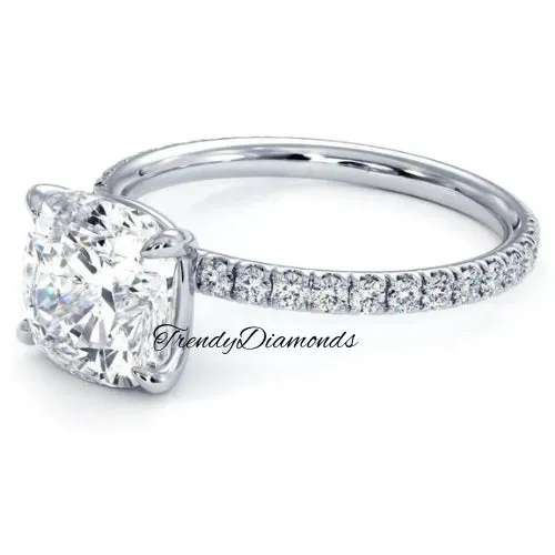 2 Carat Cushion Cut Wire Basket Petite Micropavé