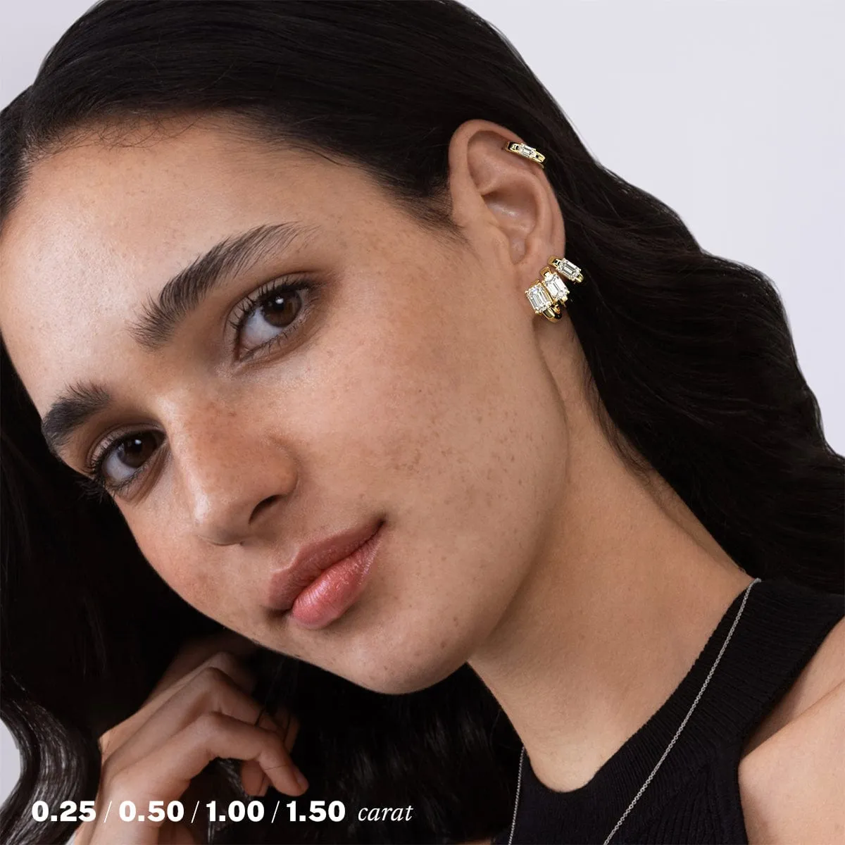 2 carat Emerald Diamond Hoop Earrings