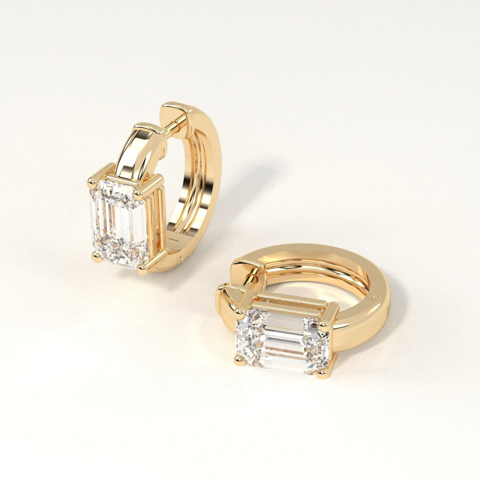 2 carat Emerald Diamond Hoop Earrings