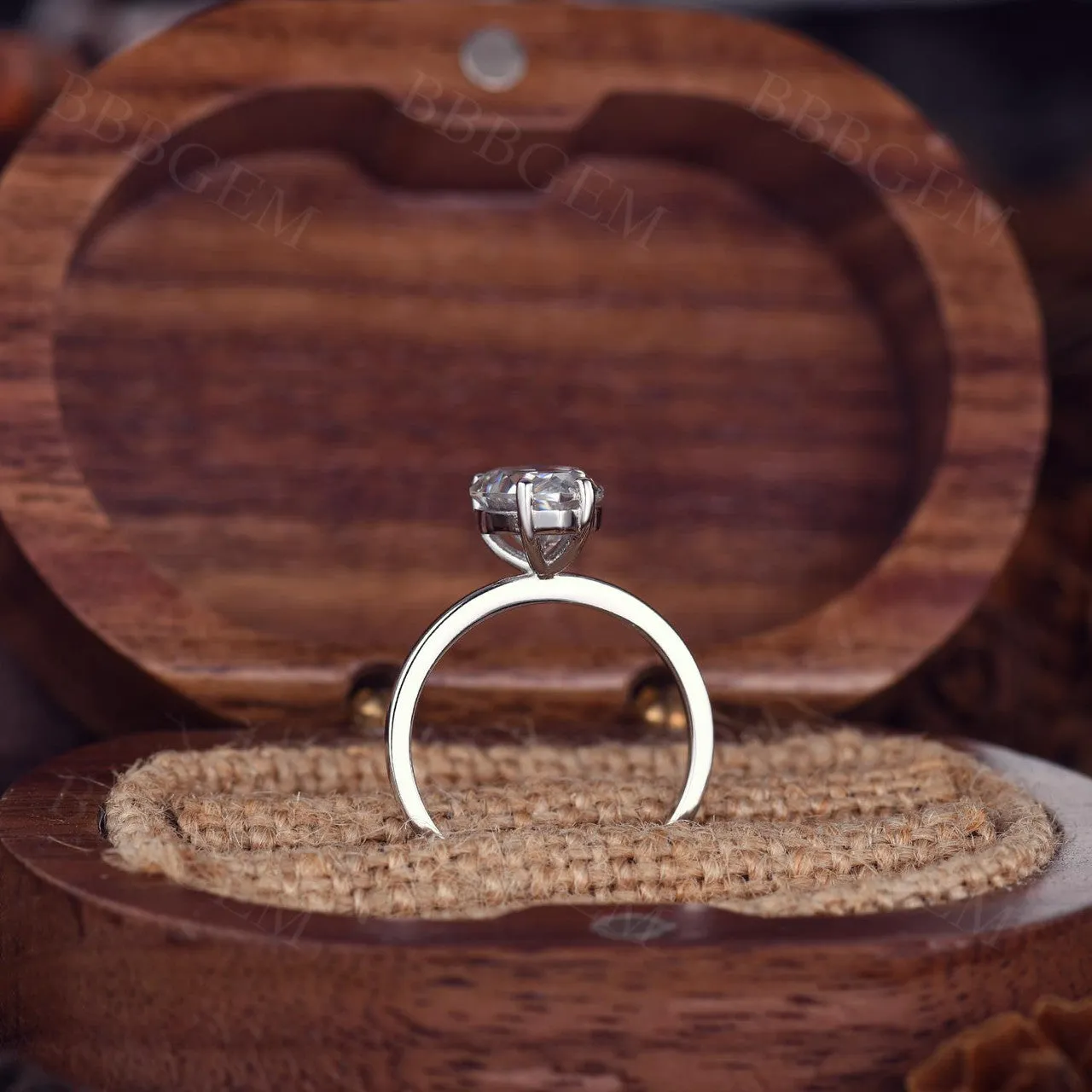 2 Carat Pear Shaped Moissanite Engagement Ring Solitaire Full Circle