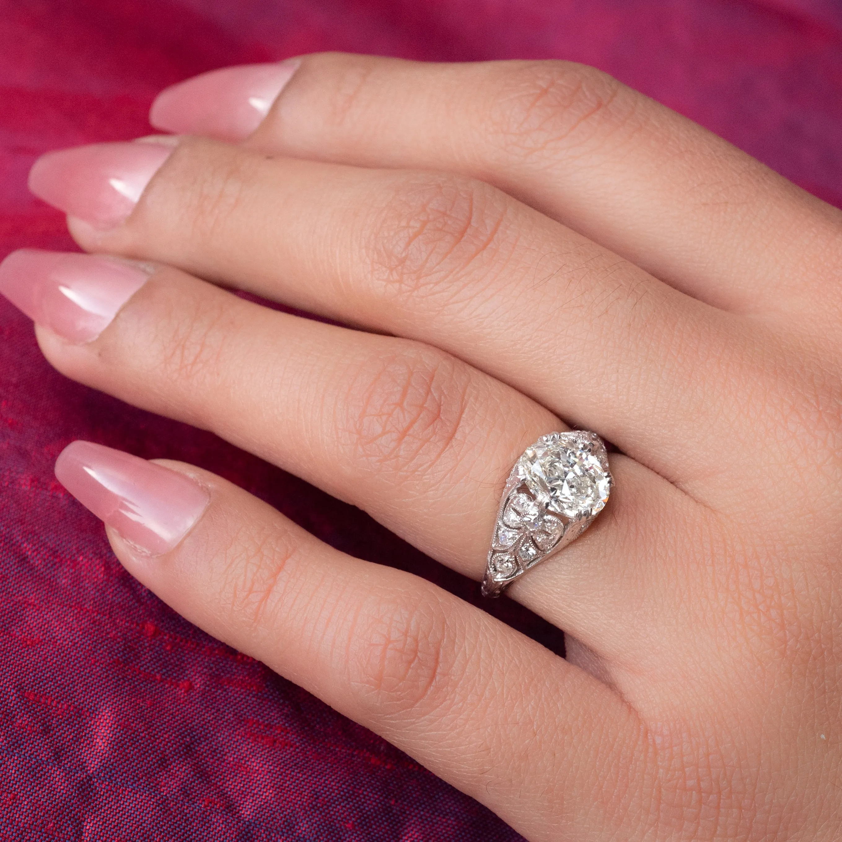 2.01 Carat Oval-Cut Filigree Diamond Ring