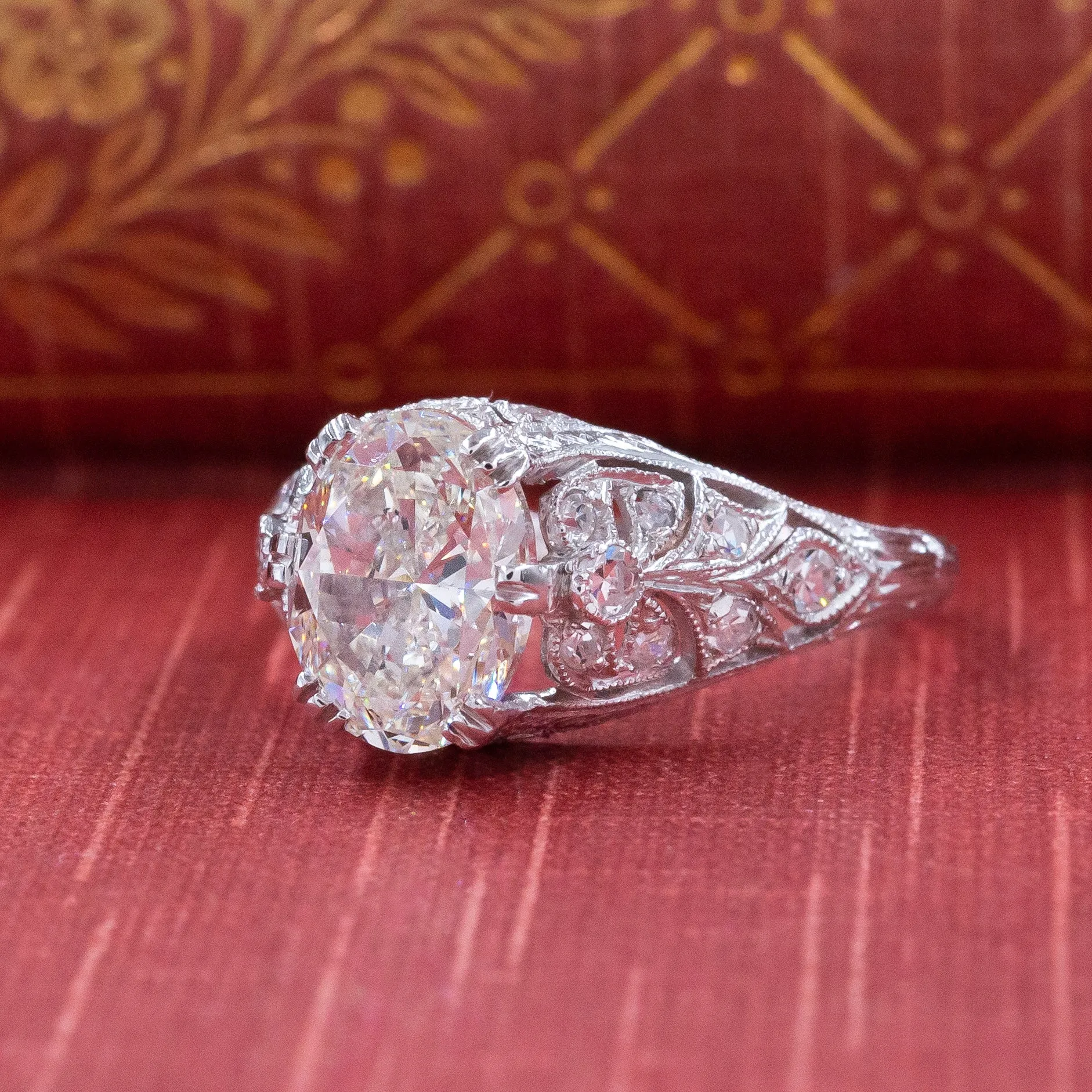 2.01 Carat Oval-Cut Filigree Diamond Ring