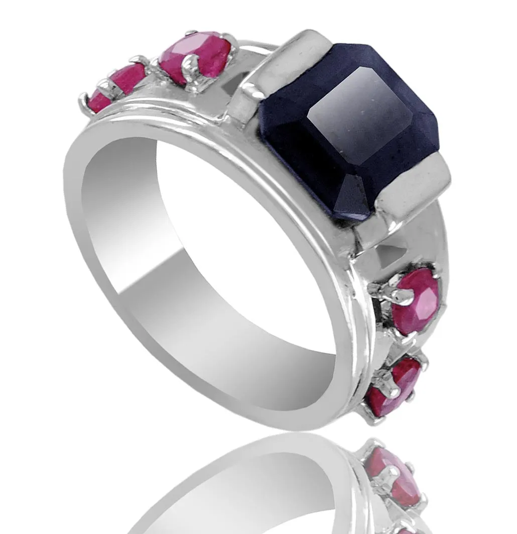 2.15 Ct Amazing Black Diamond Solitaire Ring with Ruby Gemstone Accents, Latest Collection & Great Shine
