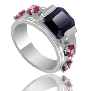2.15 Ct Amazing Black Diamond Solitaire Ring with Ruby Gemstone Accents, Latest Collection & Great Shine