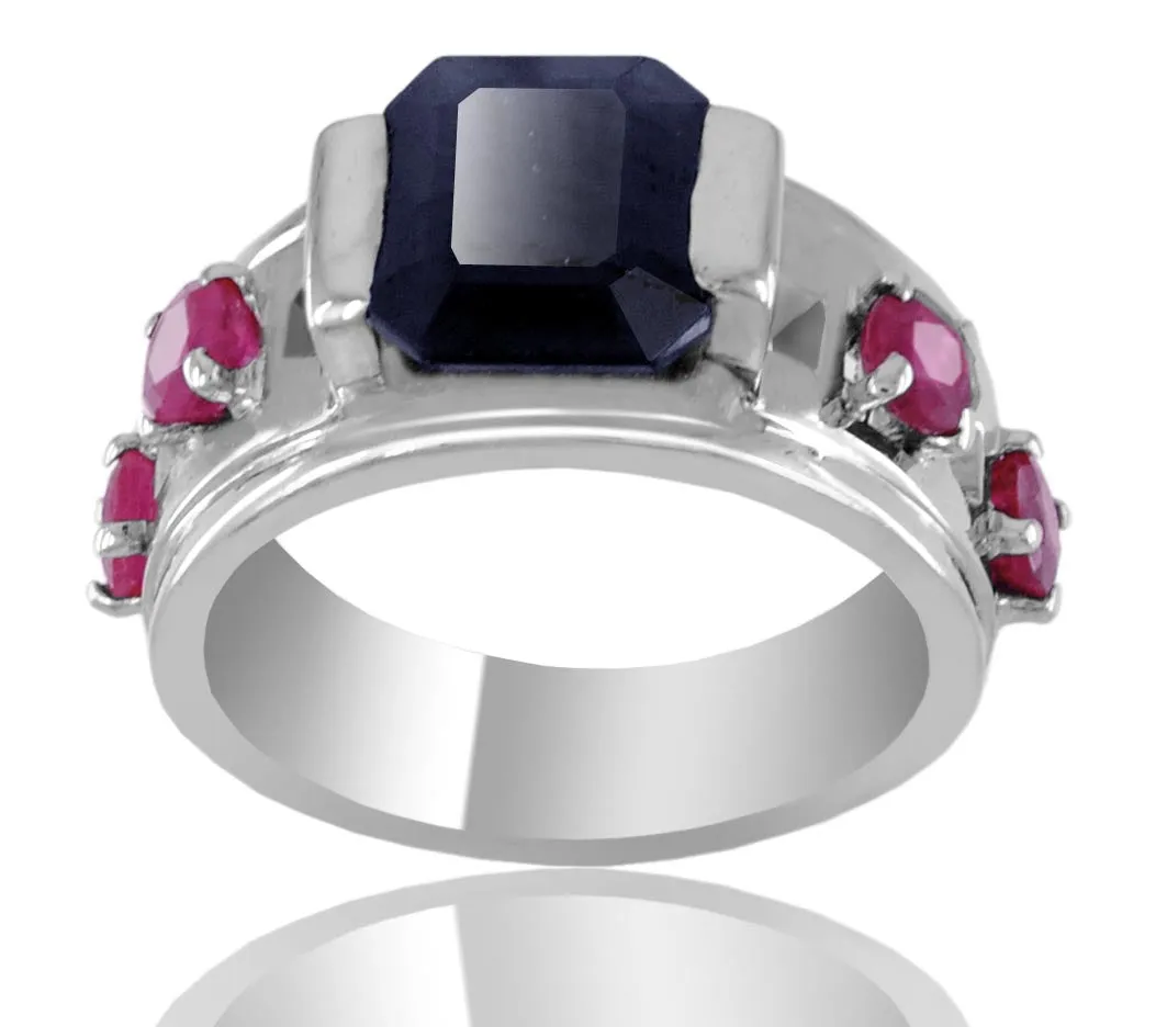 2.15 Ct Amazing Black Diamond Solitaire Ring with Ruby Gemstone Accents, Latest Collection & Great Shine