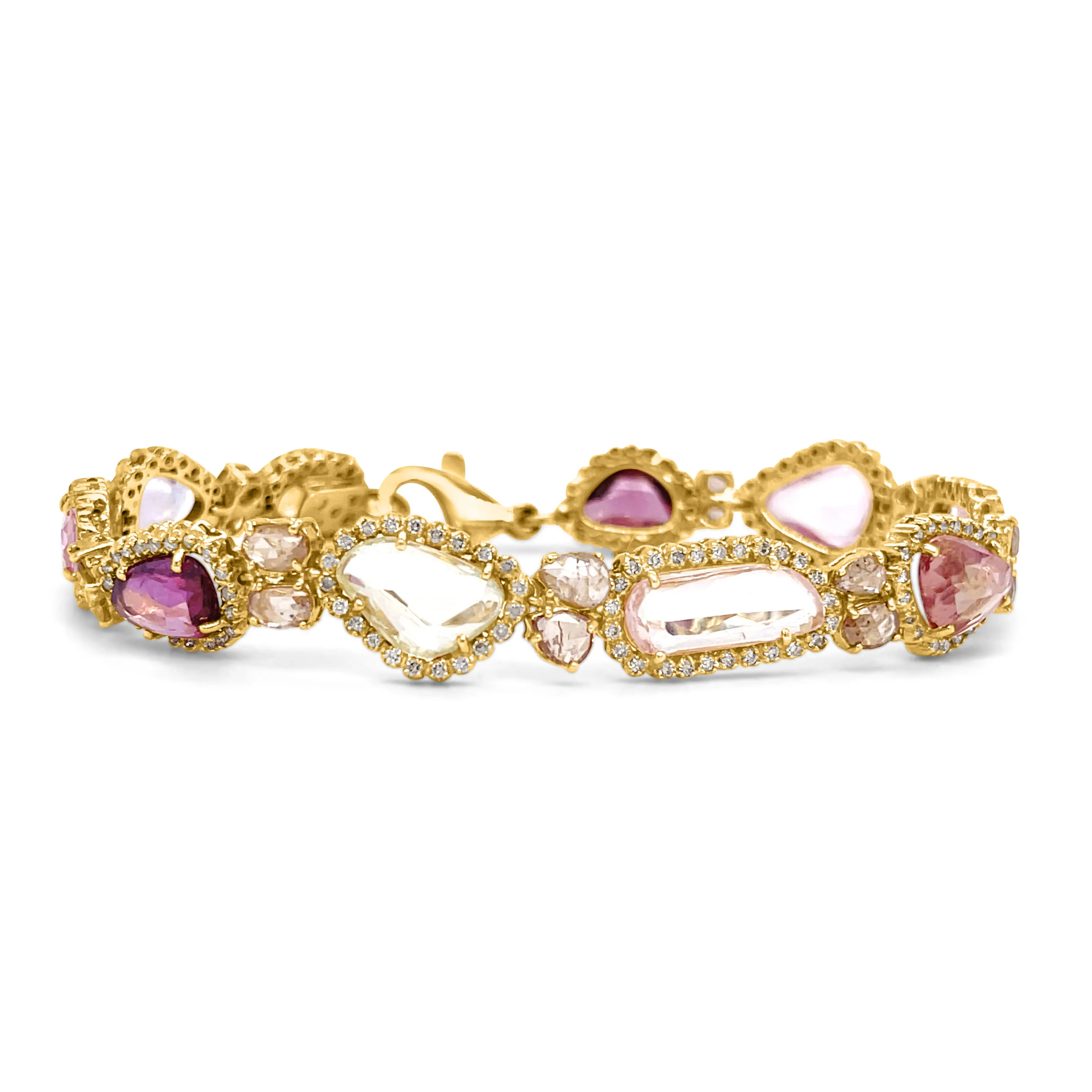 24.42 Carat Sapphire & 2.23 Carat Diamond Bracelet in 18k Yellow Gold