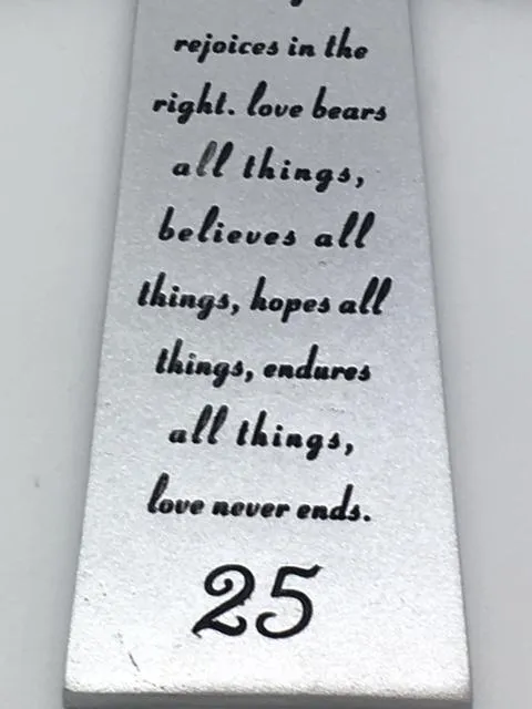 25th Wedding Anniversary Wall Cross with Silver Rings (7")