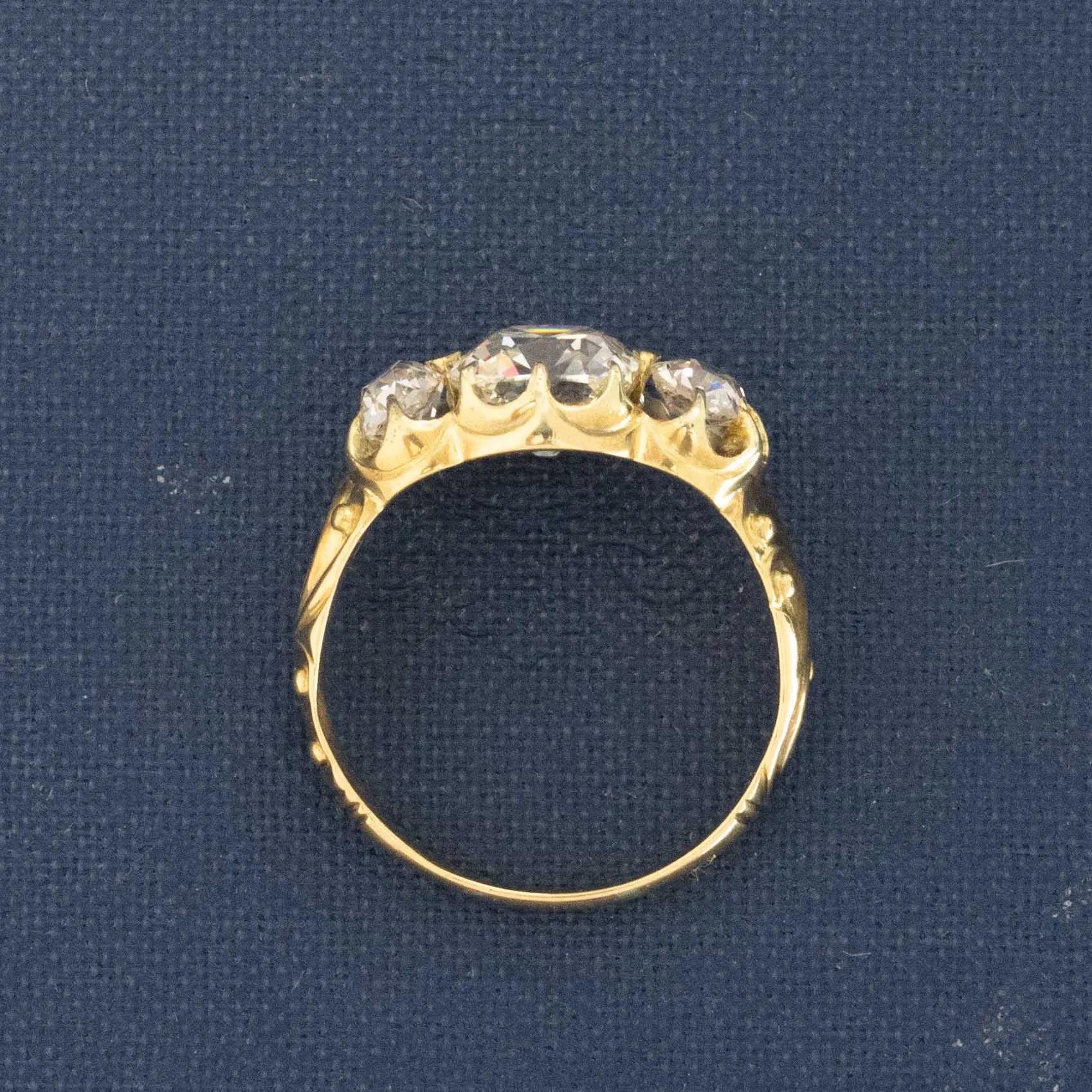 2.63ctw Victorian Old Mine Cut Diamond Trilogy Ring
