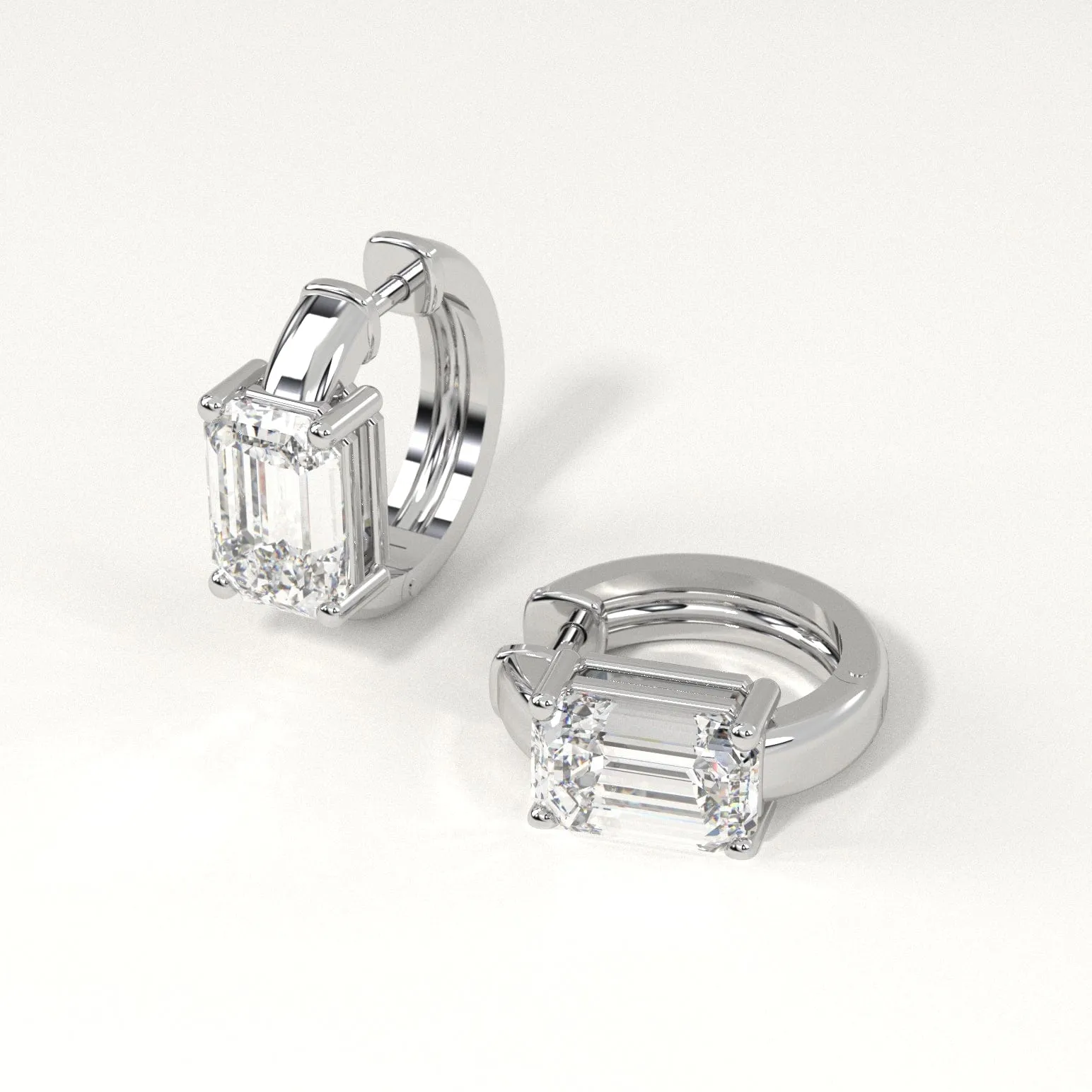 3 carat Emerald Diamond Hoop Earrings