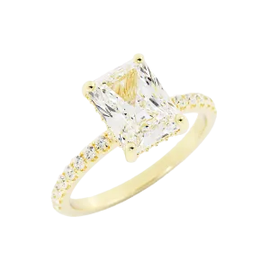 3 Carat Radiant Cut Moissanite Engagement Ring 14k Yellow Gold