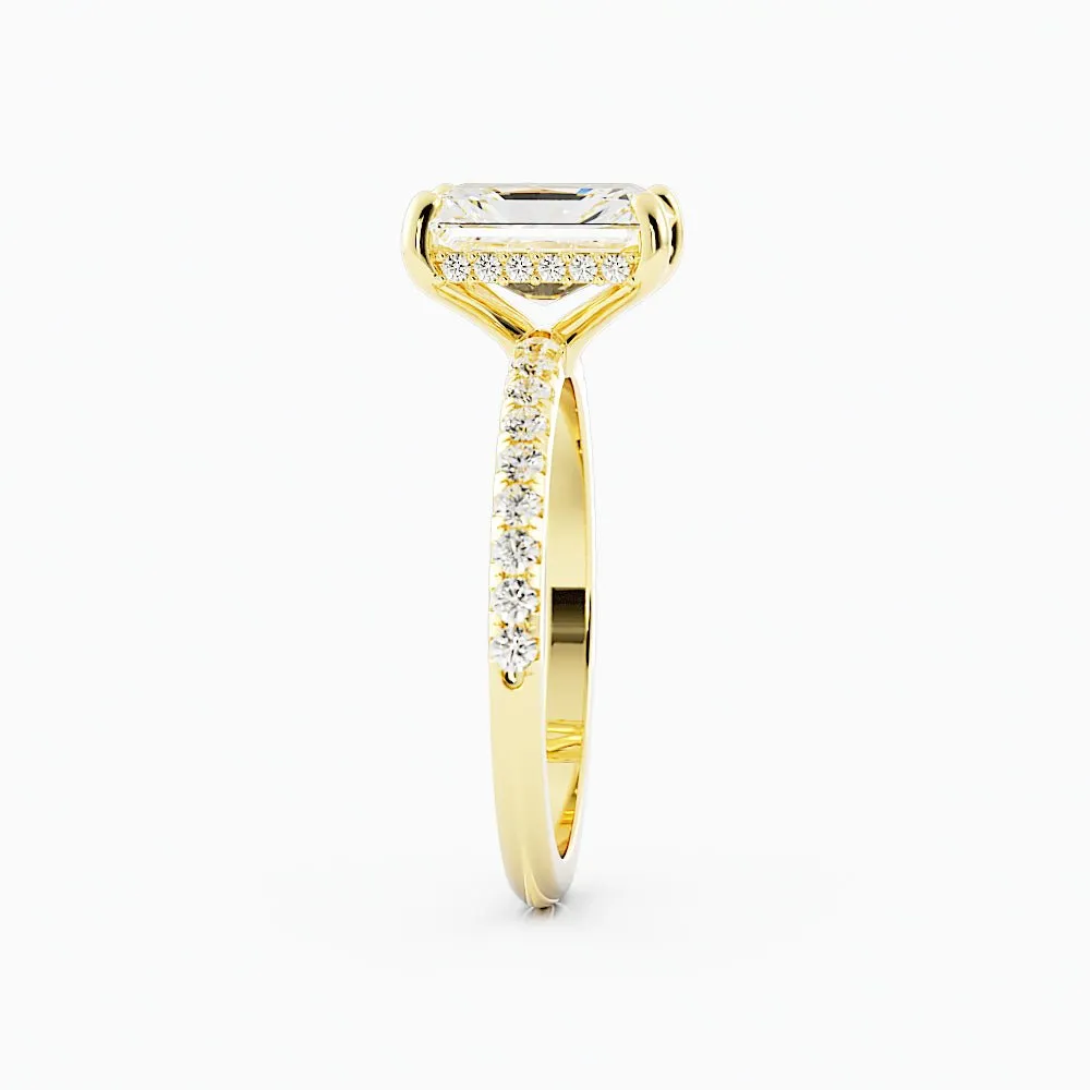 3 Carat Radiant Cut Moissanite Engagement Ring 14k Yellow Gold