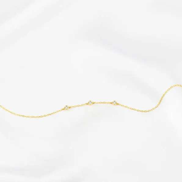 3 Diamonds Women's Bracelet in 14k Solid Gold