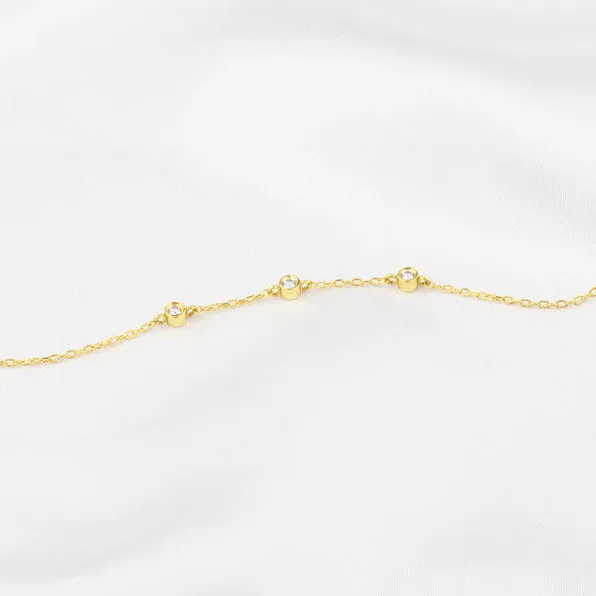3 Diamonds Women's Bracelet in 14k Solid Gold