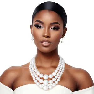 3 Layer Pearl Necklace White Bubble Gum