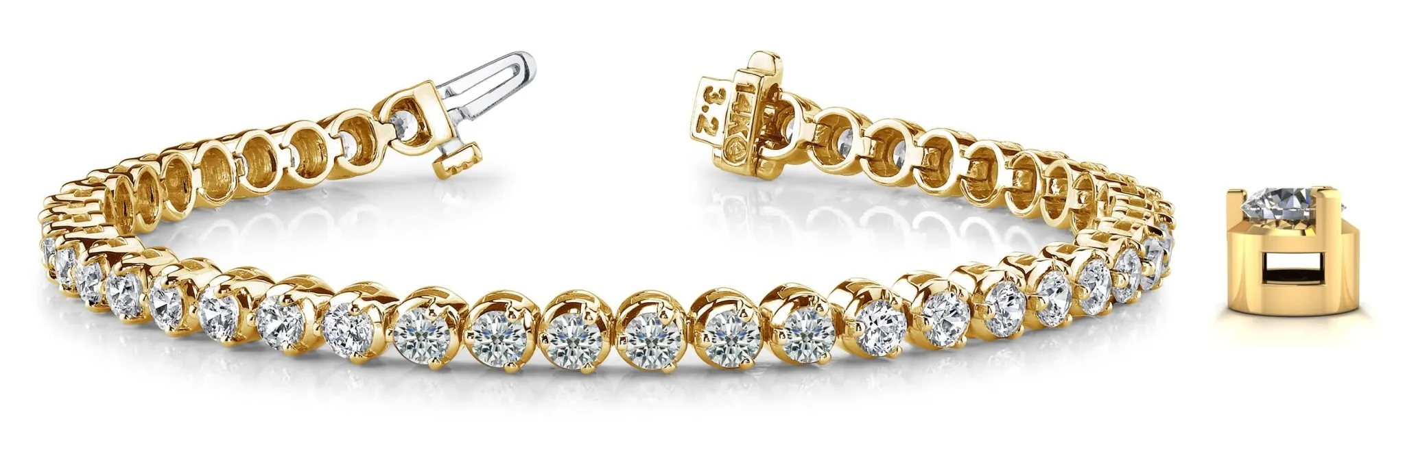 3 Prong Dreams Lab-Grown Diamond Tennis Bracelet with 7.22 ct.(finished) 3.7mm