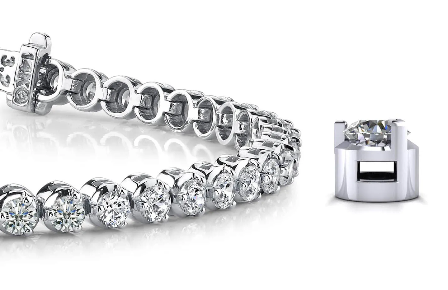 3 Prong Dreams Lab-Grown Diamond Tennis Bracelet with 7.22 ct.(finished) 3.7mm