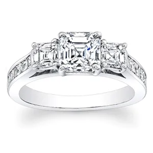 3-Stone Asscher Cut Diamond Engagement Ring