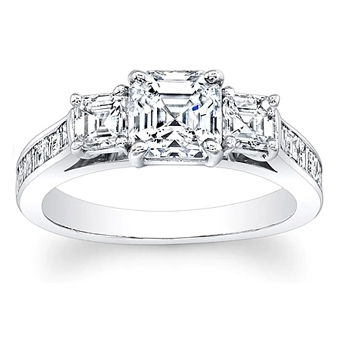 3-Stone Asscher Cut Diamond Engagement Ring