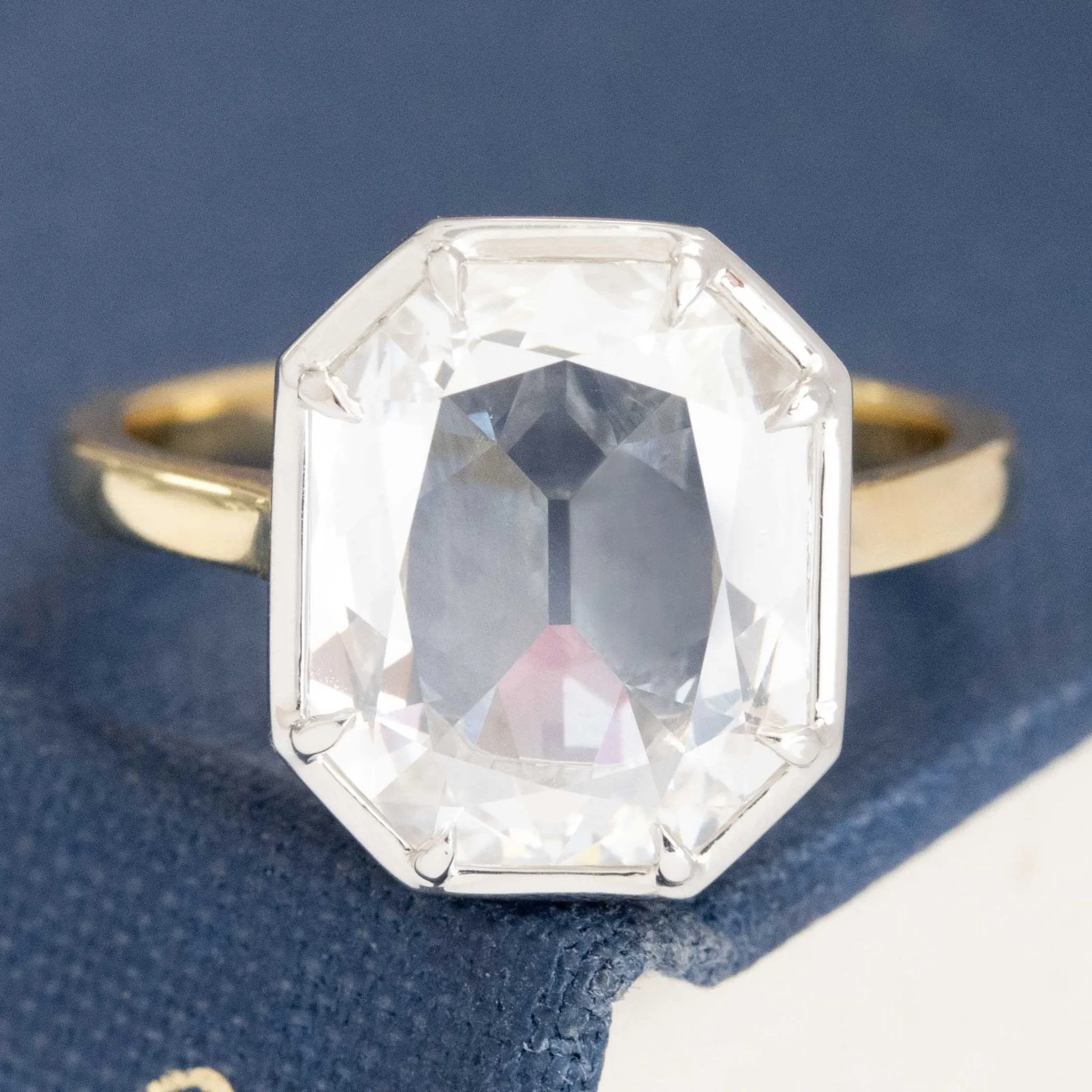 3.02ct Portrait Step Cut Diamond Solitaire, GIA H