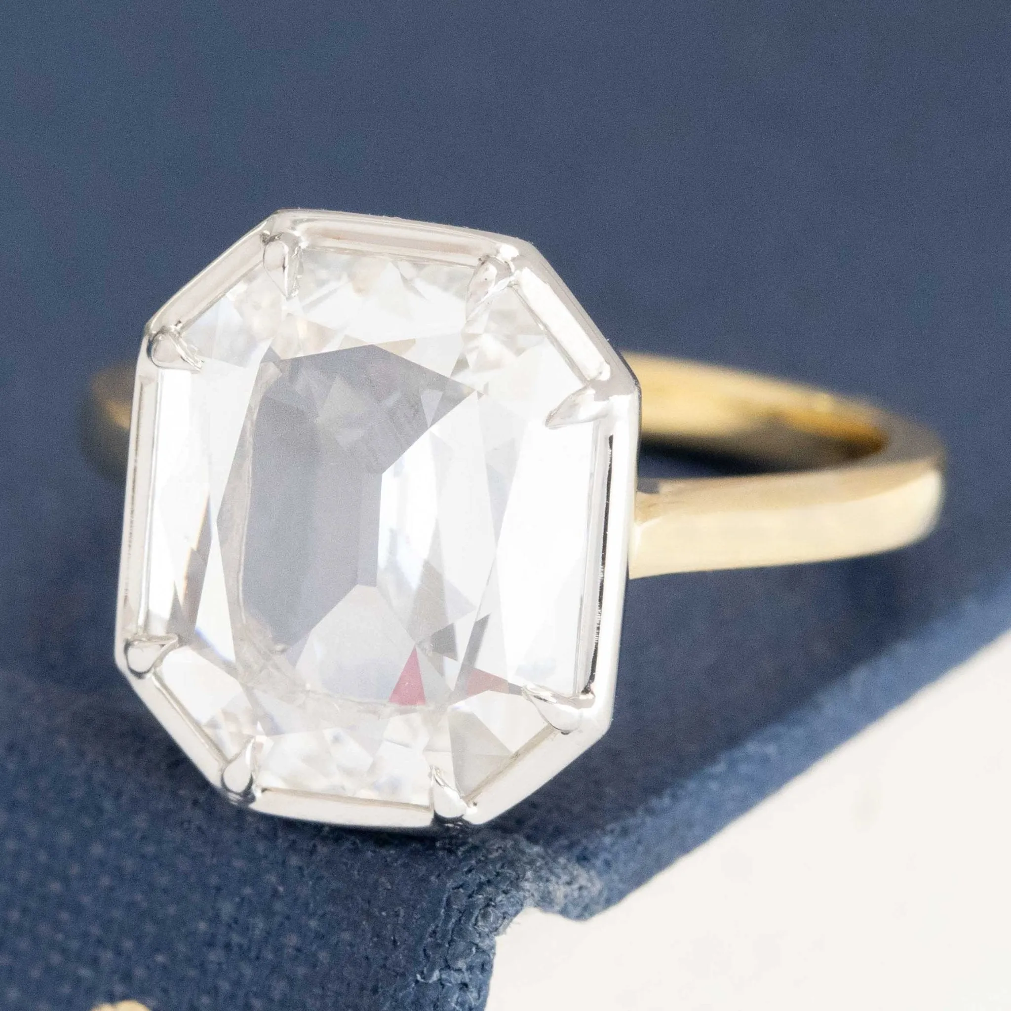 3.02ct Portrait Step Cut Diamond Solitaire, GIA H