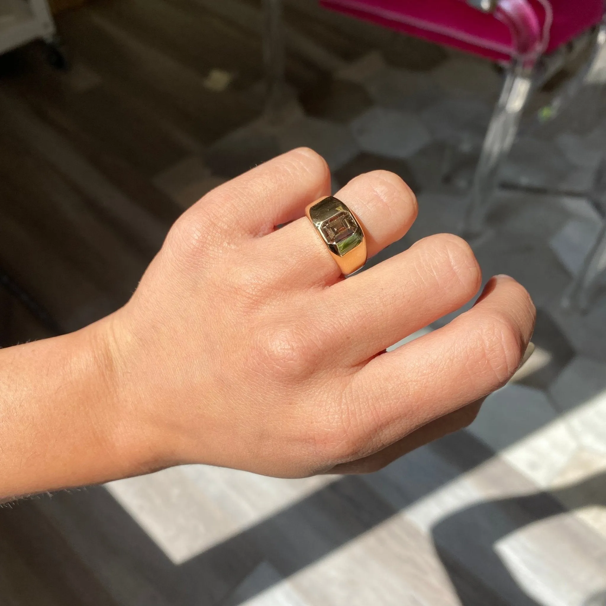 3.03ct Fancy Orange-Brown Asscher Cut Diamond Ring