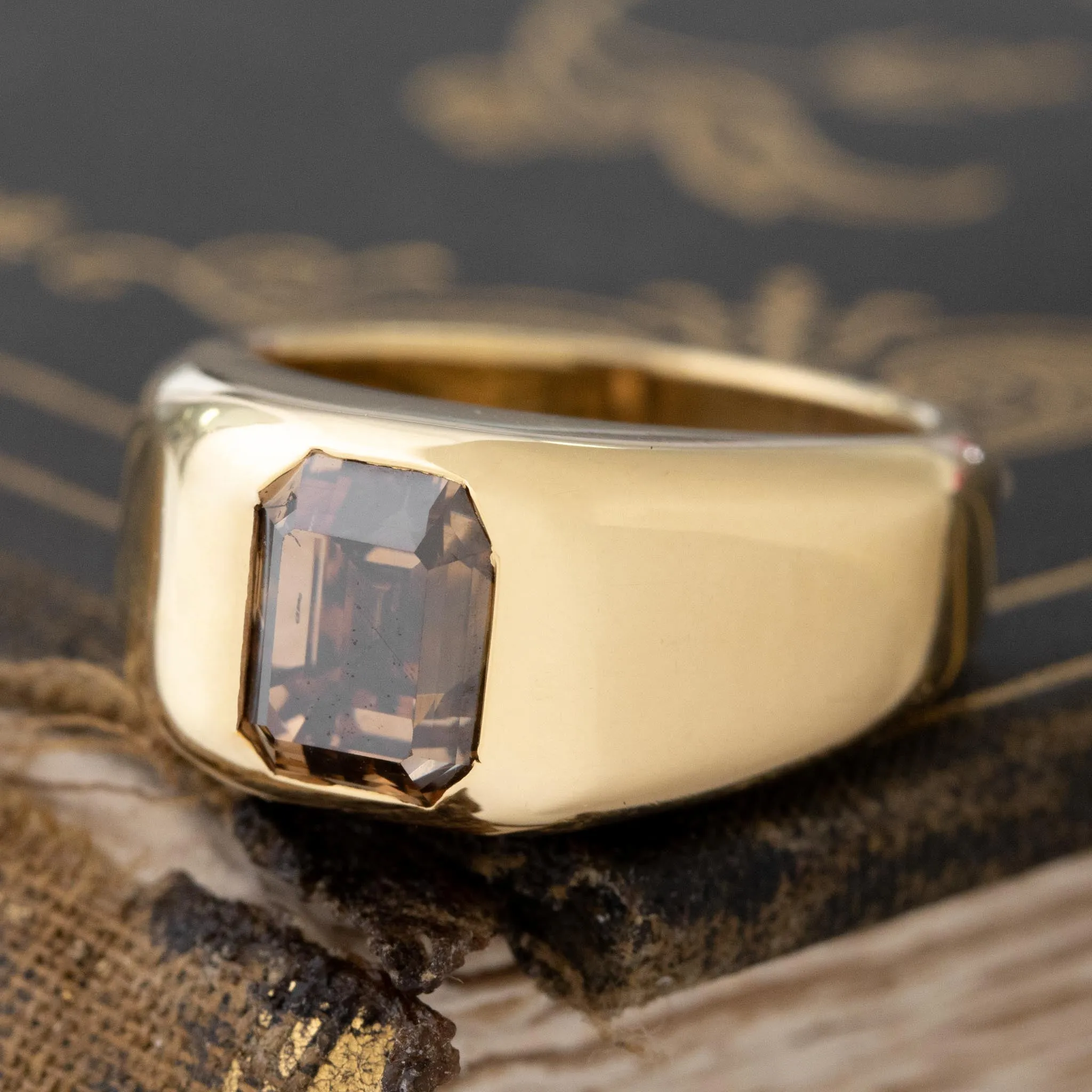 3.03ct Fancy Orange-Brown Asscher Cut Diamond Ring