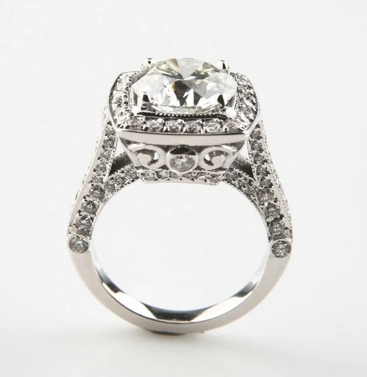 3.05 carat Round Brilliant Diamond 14k White Gold Engagement Ring GIA Certified