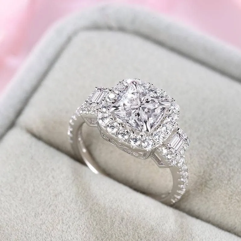 3.0ct Asscher Cut Three Stone Engagement Ring