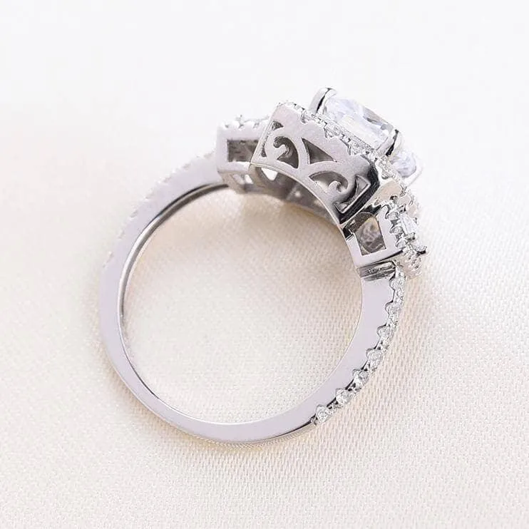 3.0ct Asscher Cut Three Stone Engagement Ring