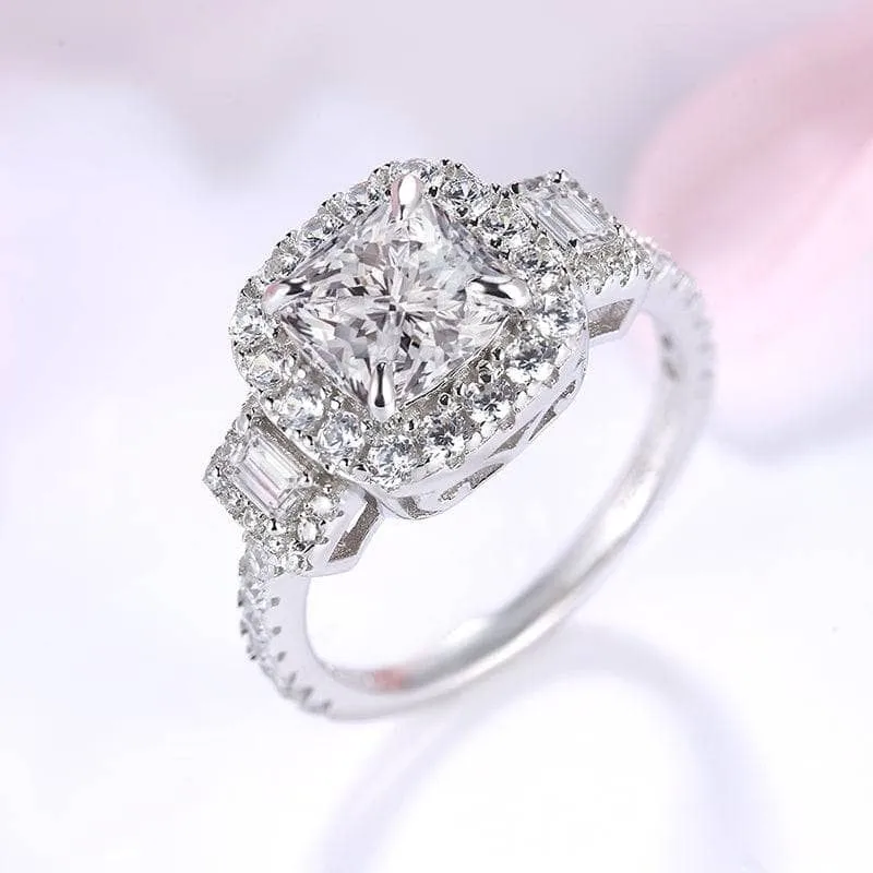 3.0ct Asscher Cut Three Stone Engagement Ring