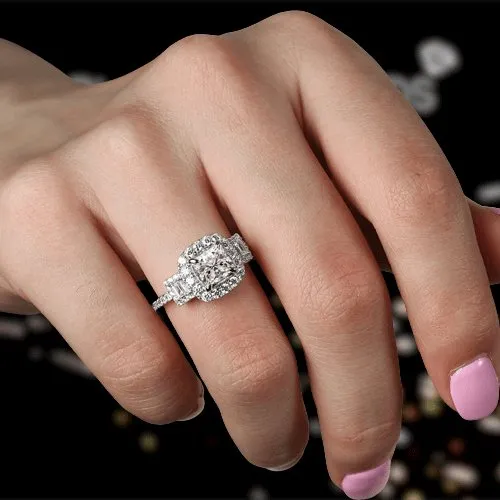 3.0ct Asscher Cut Three Stone Engagement Ring