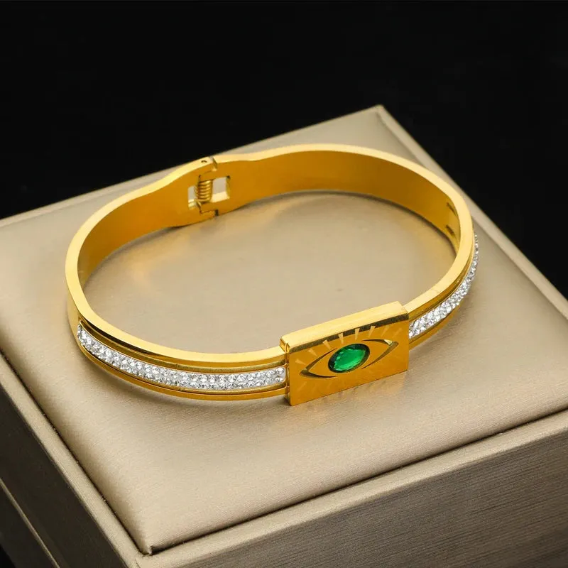 316L Stainless Steel Gold Color Twisted Bangles Waterproof Adjustable Bracelet