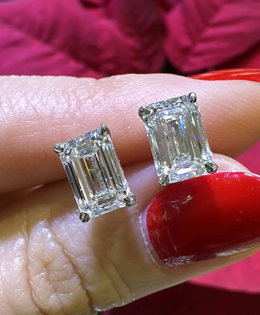 3.30ct tw Perfect Match Emerald-cut Lab-grown Diamond Stud Earrings
