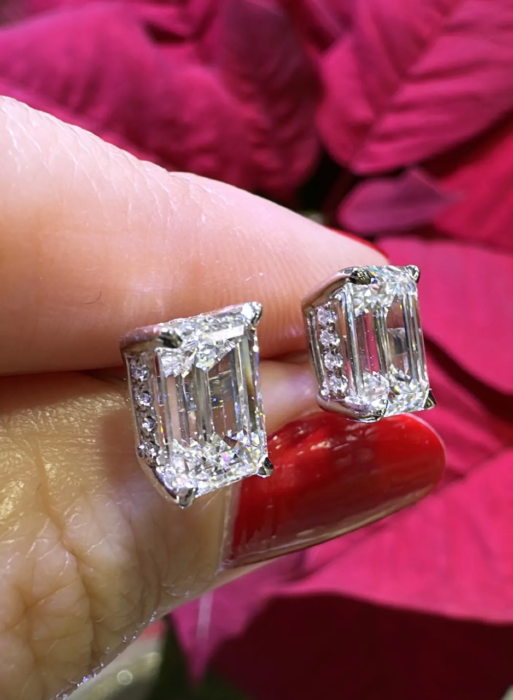 3.30ct tw Perfect Match Emerald-cut Lab-grown Diamond Stud Earrings