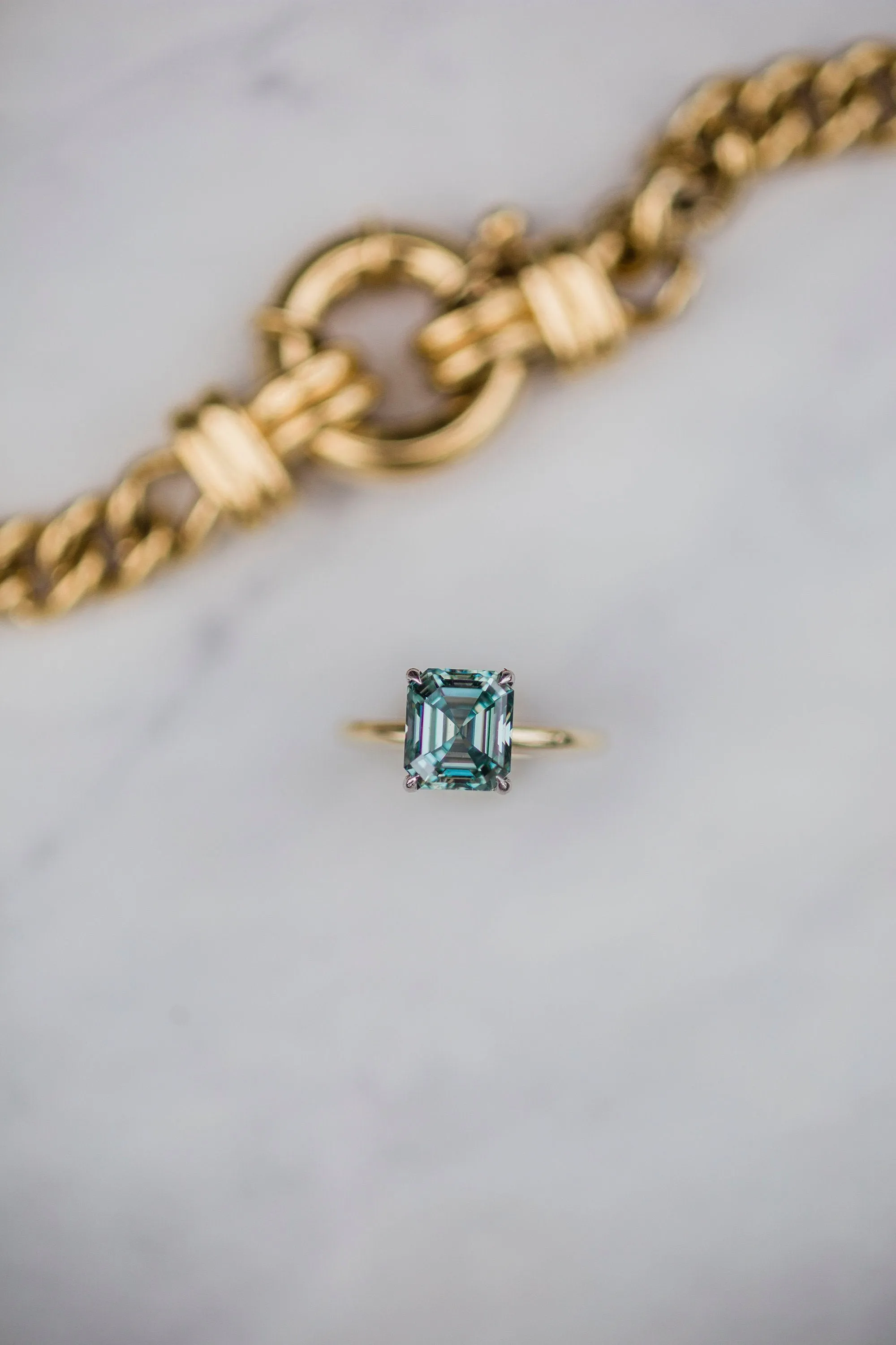 3.30ct Vintage Blue Moissanite Engagement Ring Cluster Rose Gold Unique Anniversary Ring Solid Gold Ring Customized