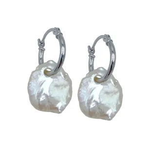 352-01-S | HUGGIE FRESHWATER PEARL EARRINGS (WHITE ON STERLING)