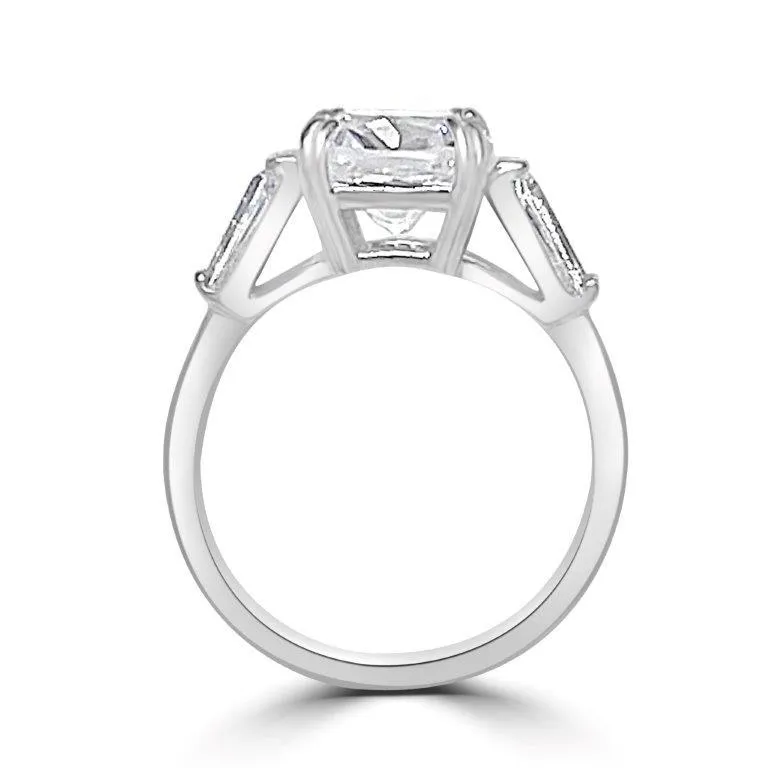 3CT Asscher cut Diamond Veneer Cubic Zirconia 14K Gold Ring. 635R0011K