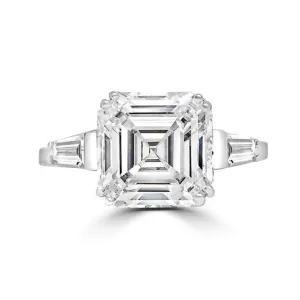 3CT Asscher cut Diamond Veneer Cubic Zirconia 14K Gold Ring. 635R0011K
