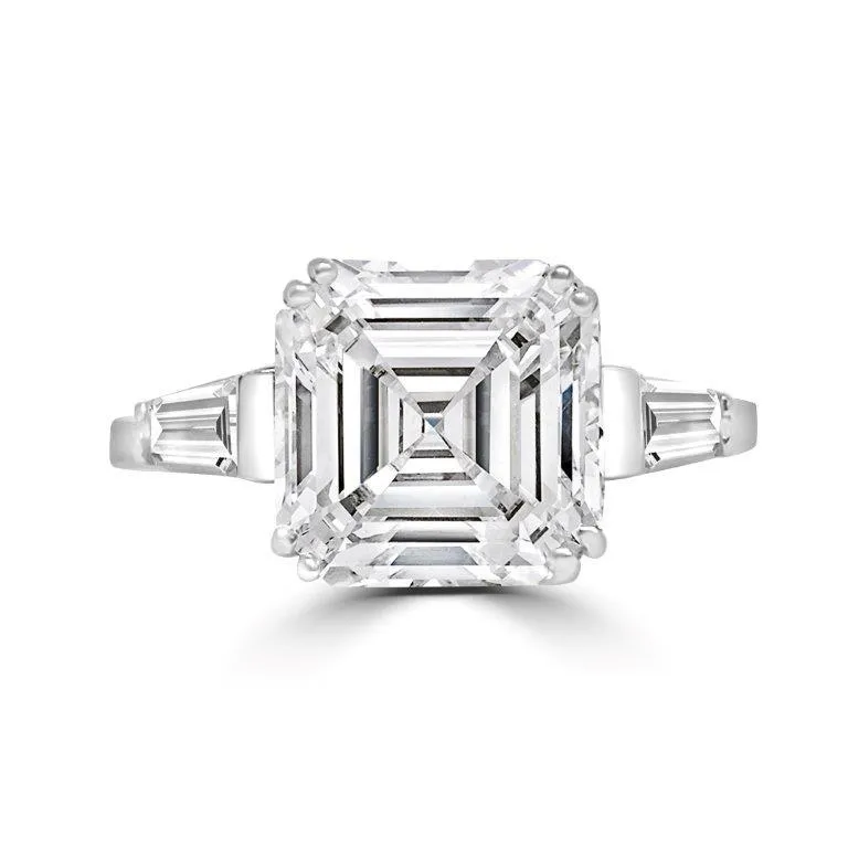 3CT Asscher cut Diamond Veneer Cubic Zirconia 14K Gold Ring. 635R0011K