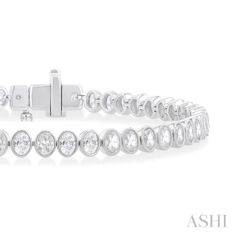 4 1/2 ctw North-South Bezel Set Oval Cut Diamond Tennis Bracelet in 14K White Gold