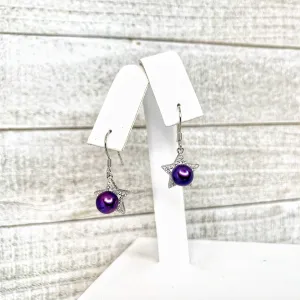 600 - Pearl Mount Set: Stars W/CZ's Pendant & Earrings - Sterling Silver