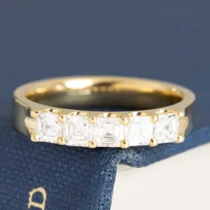 .64ctw Asscher Cut Diamond 5-Stone Band