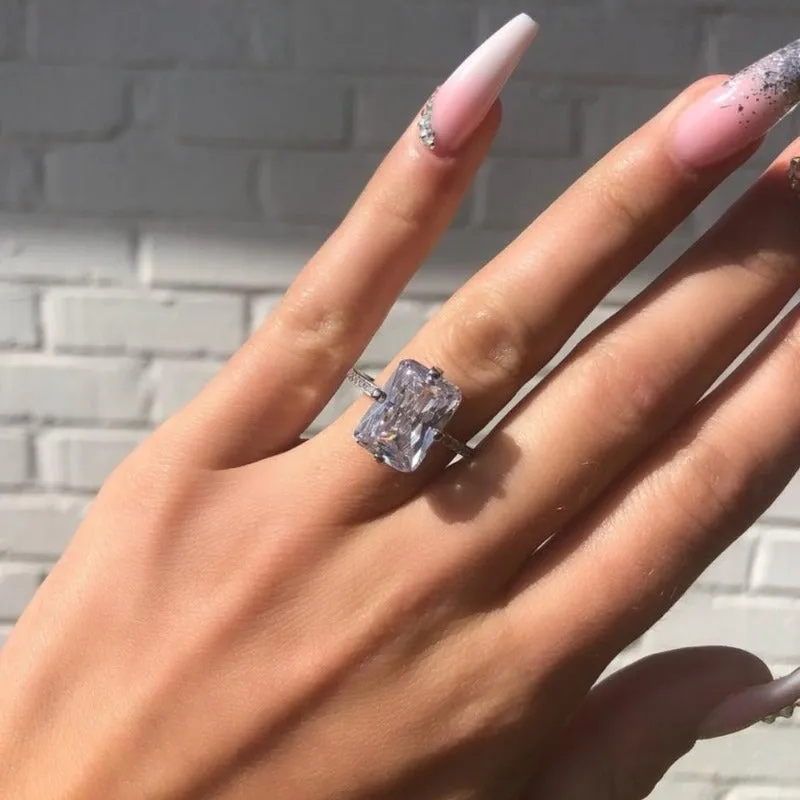 6ct White Zircon Ring Gold Flower Engagement for women Jewelry