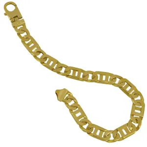 8.5" 14 Karat Yellow Gold 9mm Solid Curb Greek Key Link Bracelet