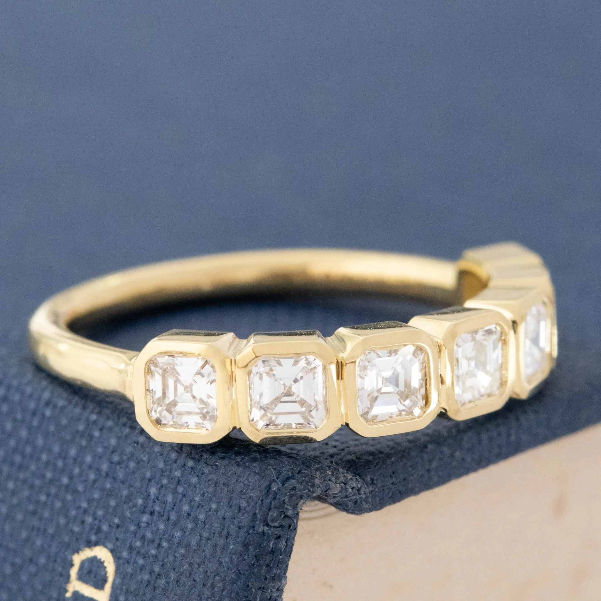 .87ctw Asscher Cut Diamond Bezel Half-Hoop Band