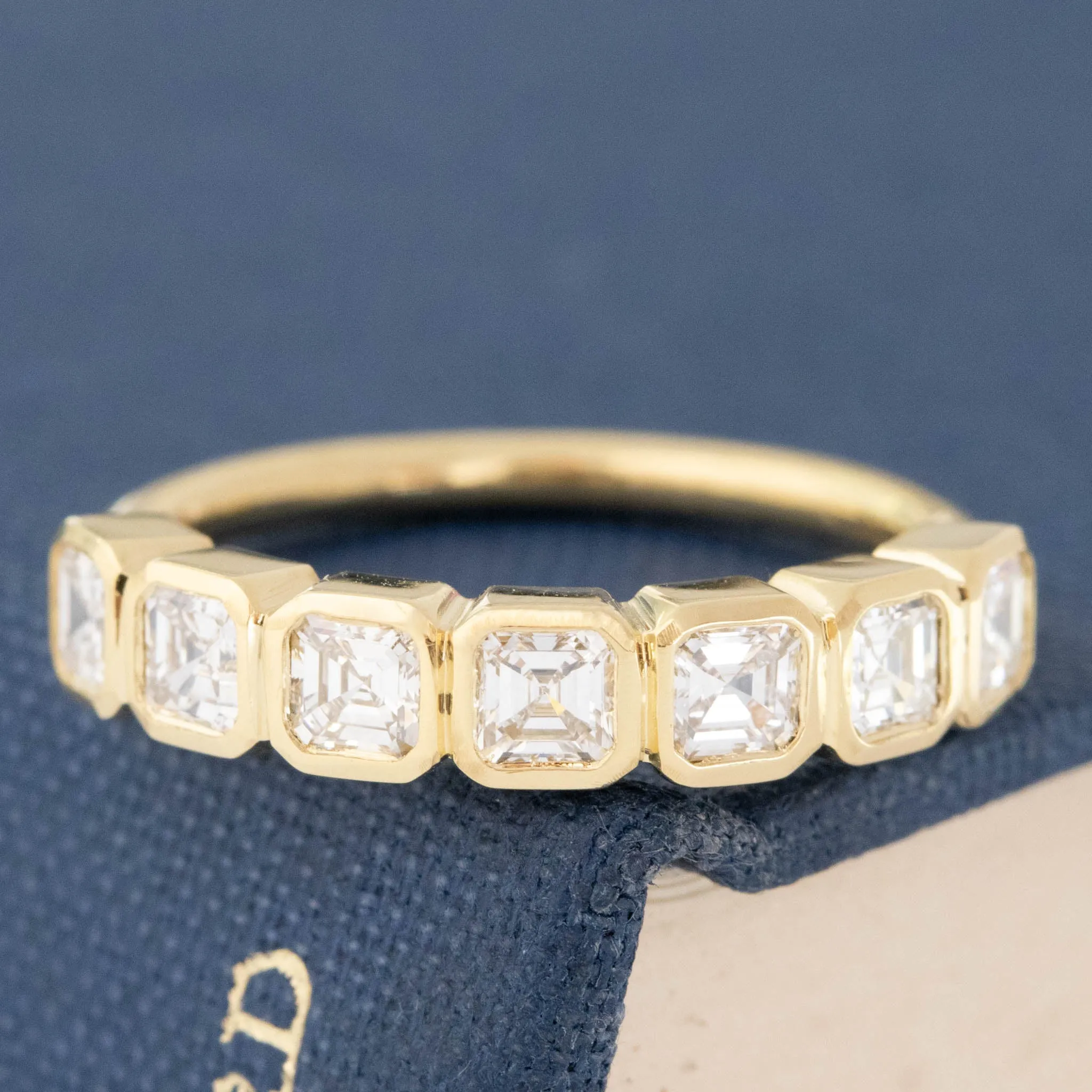 .87ctw Asscher Cut Diamond Bezel Half-Hoop Band