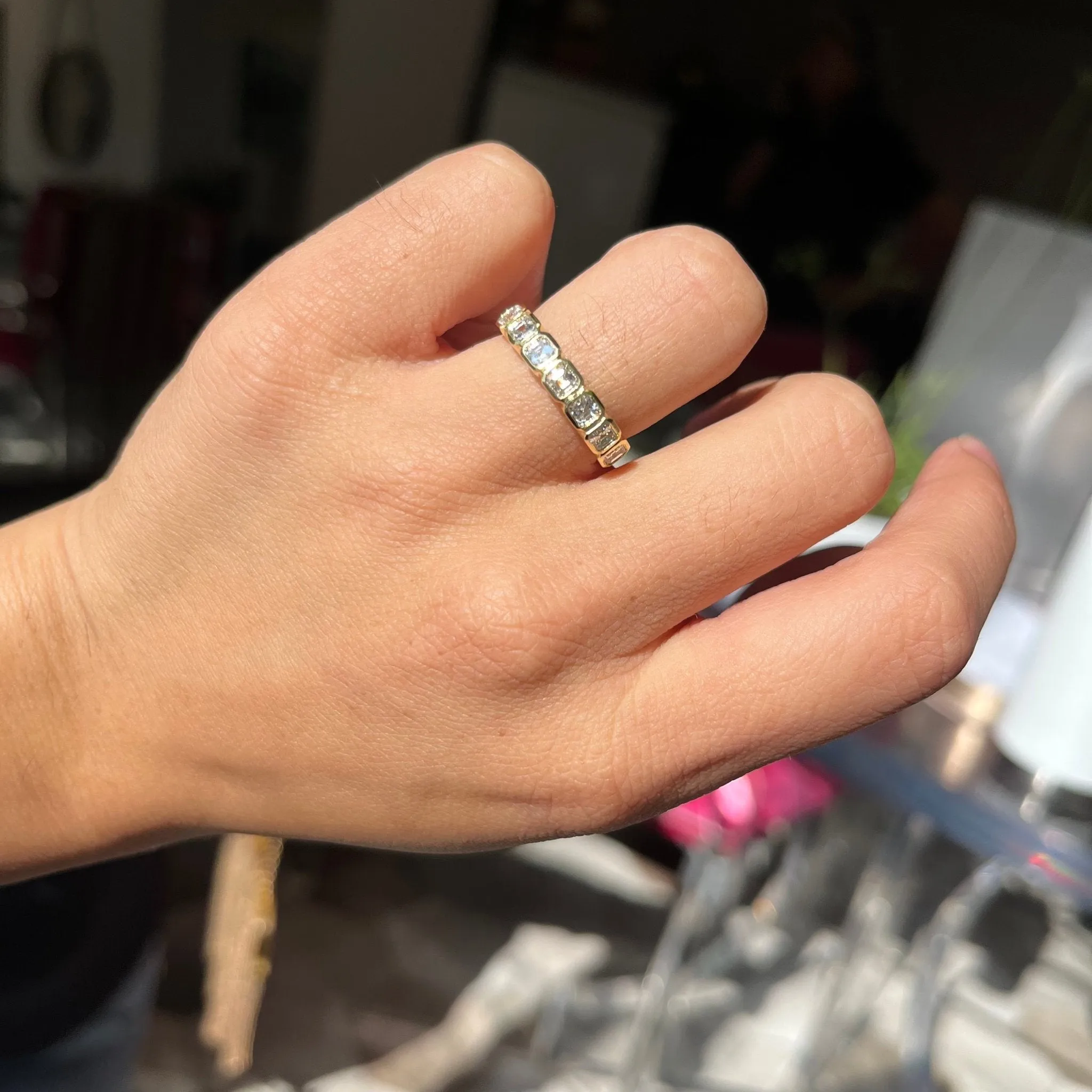 .87ctw Asscher Cut Diamond Bezel Half-Hoop Band