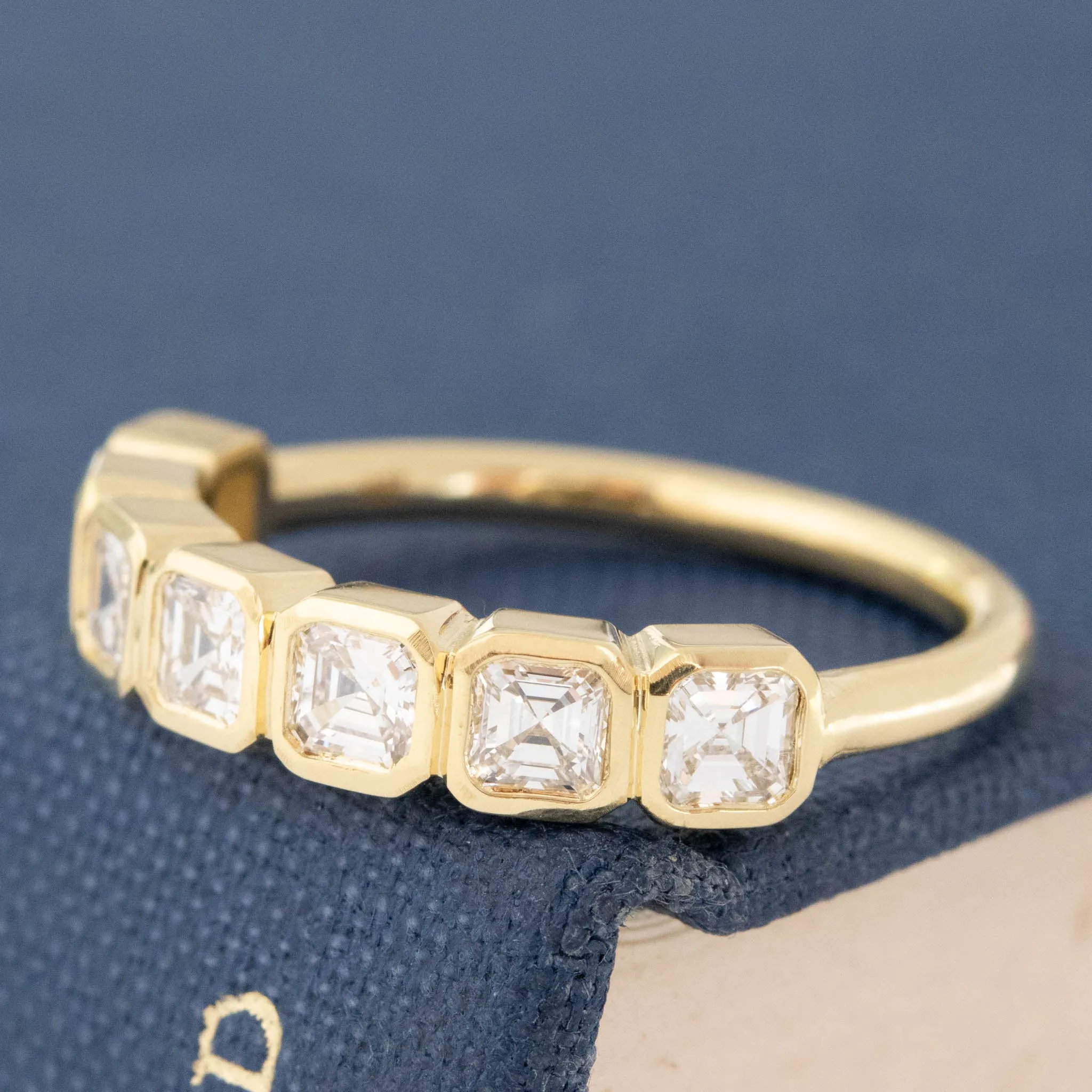 .87ctw Asscher Cut Diamond Bezel Half-Hoop Band
